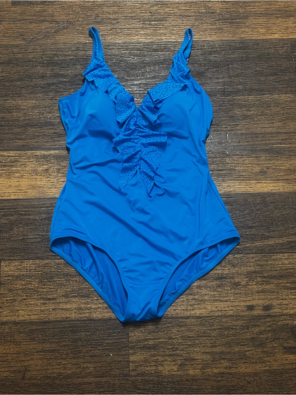 Jantzen Bright Blue Ruffle-Front One-Piece Swimsuit